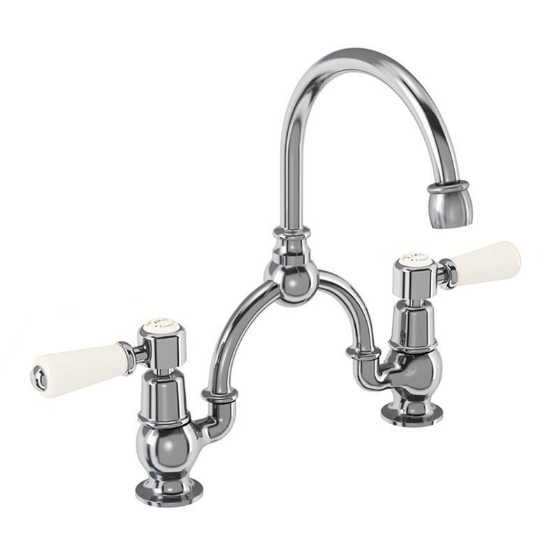 Kensington Medici 2 tap hole arch mixer with curved spout (230mm centres)